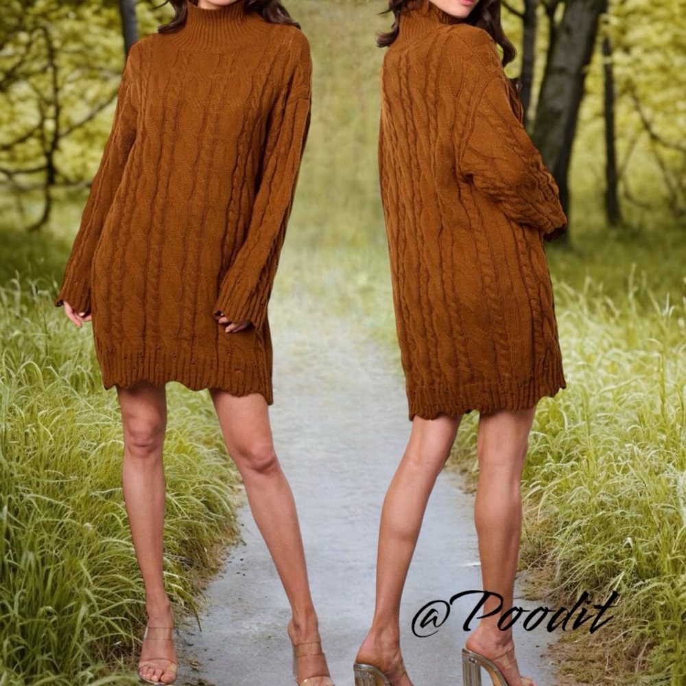 CLOUD TEN Cable knit sweater dress S M L - Picture 3 of 7